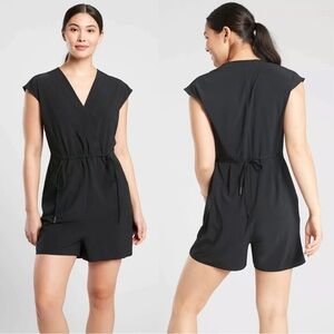 Athleta • Marlow Romper one piece playsuit black tie waist lightweight